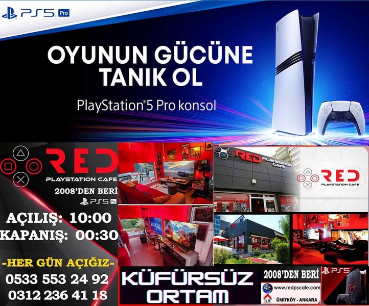 Red Playstation Cafe | PS5 PRO | 4K 120 Hz OLED | Dünyanın en güçlü oyun konsolu RED CAFE farkıyla!